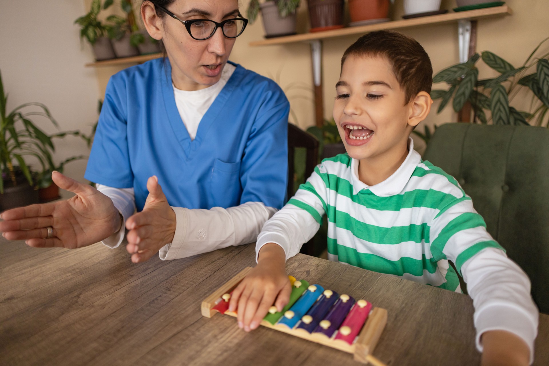 Nurse and Boy in Metallophone Session